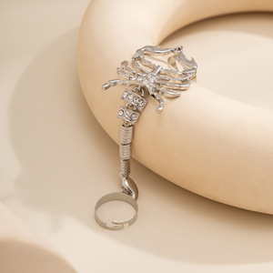패션 여성 반지 실버 컬러 크리스탈 오픈 조절 반지 금속 보석 반지 남자 - Product Image 4
