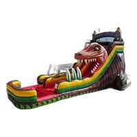 Tobogán Acuático Inflable Dino Rage de 18 pies con una Sola Vía, Material de PVC para Uso Comercial