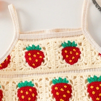 Nouvel ensemble d'été pour filles : débardeur en dentelle fraise et pantalon en jean à motif fraise, ensemble deux pièces pour filles de 4 à 7 ans
