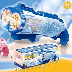 Pistola de Burbujas Eléctrica de Doble Boquilla con Luz, Juguete Automático de Burbujas para Niños, Juguete de Burbujas para Fiestas de Verano al Aire Libre, Bodas - Product Image 4