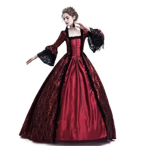 Tuyệt đẹp Thời Trung Cổ Nữ Hoàng Victoria ăn mặc Gothic ren Chuông tay áo bóng Gown Phục Hưng Masquerade Ma Cà Rồng trang phục cho người lớn