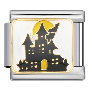 Breloques de bracelet modulaires italiennes en forme de château de conte de fées, en acier inoxydable plaqué, rectangulaires, accessoires de bijoux DIY pour la création de bracelets - Product Image 3