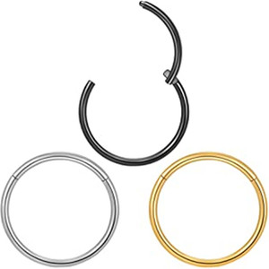 Boucles d'oreilles circulaires en acier inoxydable 8 mm, bijoux de piercing unisexe tendance - Product Image 3