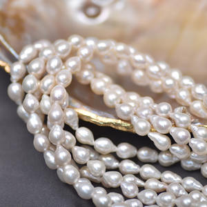 Baroque Shaped 6-7mm White Freshwater Droplet <b>Pearls</b> <b>Loose</b> DIY Semi-Finished Natural Color - Product Image 4
