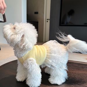 Le haut sans manches en coton imprimé avec patchwork de dentelle, idéal pour le printemps/été, convient aux vêtements pour animaux de compagnie de petite à moyenne taille. - Product Image 5