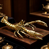 Ornement Homard en Cuivre Massif Fait Main, Artisanat Vintage, Figurine de Bureau et Objet d'Érudit, Objets de Collection, Décoration d'Intérieur Chinoise