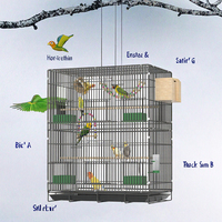 Ventes en gros de grandes cages à oiseaux, cages à perroquets en métal pliables, cages à oiseaux à double étage pour la reproduction