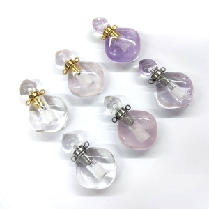 Amethyst alami Sweetie Rose Quartz kristal bening botol parfum Druzy perhiasan indah lucu jimat liontin mode DIY - Product Image 2