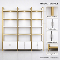 Étagères de présentation cosmétiques modernes or et blanc avec armoire de rangement, présentoir modulaire pour produits de beauté et soins de la peau