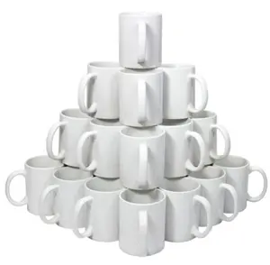 Tazas de café de porcelana personalizables de fábrica, taza de café de cerámica de 11oz, 330ml, recubrimiento blanco liso, sublimación, venta al por mayor