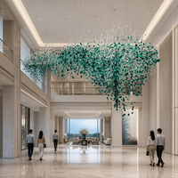 Lustre LED moderne en cristal personnalisé en acier inoxydable à CRI 90 élevé avec télécommande pour éclairage intérieur, hall d'hôtel, villa