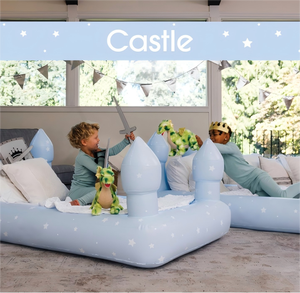 Lit de voyage gonflable pour enfants, château bleu et rose, lit simple portable pour <span class=keywords><strong>le</strong></span> camping, double valve, pliable, sac de transport, couchage toute la nuit - Product Image 6