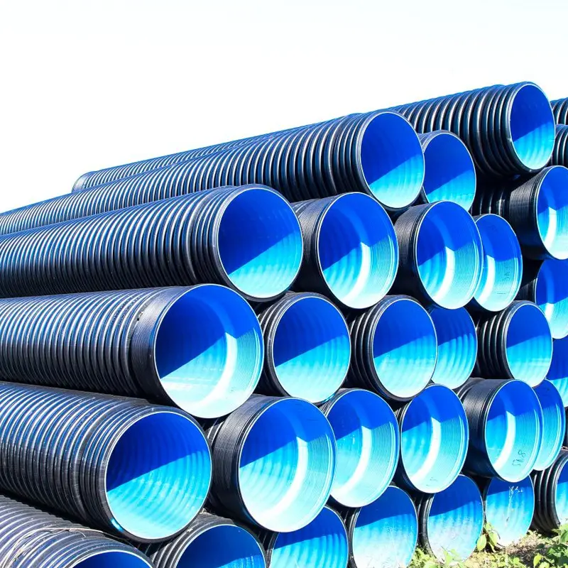 HDPE Double Wall Corrugated Pipe Dn 300mm 400mm SN4 SN8 Perforated Double Wall Corrugated Plastic Flat Drainage Pipe/ Hdpe Tubes