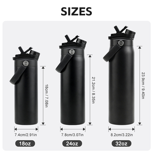 Custom Logo Wholesale Portable 18oz Double Wall Vacuum Bottle 2-in-1 Chug & Straw Lid Stainless Steel Insulated Water Bottle - Product Image 4