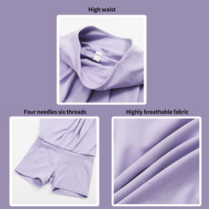 Benutzer definierte atmungsaktive Frauen 2 PCS Trainings kleid High Waist Tennis Shorts Gym Yoga Röcke für Frauen - Product Image 6