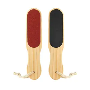 Factory Wholesale Long Handle Professional Double Sided Callus Remover Foot Filer Beech Wood Foot Scrubber Pedicure Foot File