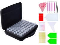 Boîte de rangement 60 pièces pour bouteilles en plastique, kit de bijoux pour peinture diamant, outils à ongles, conteneur de perles, pot, étui à fermeture éclair, respectueux de l'environnement