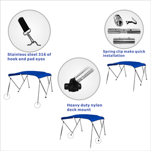 HOMFUL 3 Bow Bimini Top alüminyum yuvarlak boru tekne gölgelik tekne Bimini Top yüzen bot için - Product Image 6