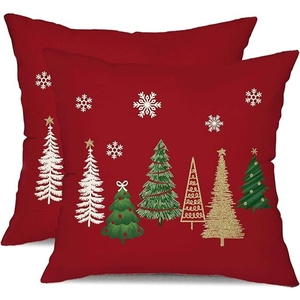Fundas de almohada de Navidad, 18x18 pulgadas, Juego de <span class=keywords><strong>2</strong></span>. Diseño de árbol de Navidad verde. Fundas de almohada de Navidad de invierno. Ideal para la decoración del hogar - Product Image 3
