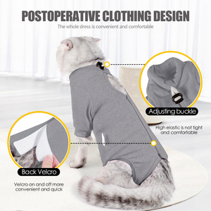 Traje de recuperación de algodón transpirable al por mayor <span class=keywords><strong>para</strong></span> gatos, <span class=keywords><strong>chaleco</strong></span> quirúrgico de esterilización, ropa postoperatoria antilamido <span class=keywords><strong>para</strong></span> gatos y <span class=keywords><strong>perros</strong></span> - Product Image 6