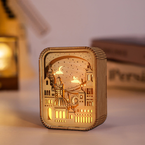 Lámpara de Madera Tallada con Diseño de <span class=keywords><strong>Castillo</strong></span>, Unicornio y Gato, Caja de Madera Personalizada, Luz Nocturna LED, Lámpara de Escritorio, Decoración para el Hogar, Regalo de Lujo - Product Image 5