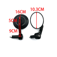 SH-5015 moto noir universel rétroviseur latéral accessoires guidon fin montage rétroviseur