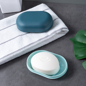 Oval Soap Dish With Lid PP Material Portable Travel Soap Box For Student Use Solid Color Soap Storage Container - Product Image 2
