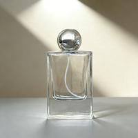 Vente en gros de flacons de parfum de luxe vides de 50 ml, flacon de parfum en verre transparent à fond épais avec boîte