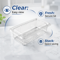 Conteneur de stockage rectangulaire jetable en plastique transparent pour donuts, biscuits et produits de charcuterie, fourni par l'usine