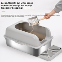 Grande litière pour chat en acier inoxydable, bac à litière métallique durable pour animaux de compagnie, plateau à litière à bords hauts, nettoyage facile, contrôle des odeurs