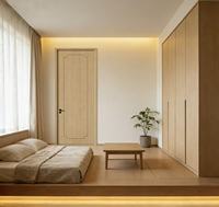 Puerta Interior de Madera Sólida de Estilo Japonés Moderno Senji, Decoración Minimalista, Opciones de Apertura Corredera o Batiente, 1 Año de Garantía, para Dormitorio o Sala de Estar