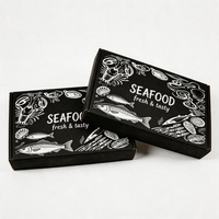 Boîte à fruits de mer en carton ondulé noir personnalisée avec logo, design gratuit, vente en gros, résistante à l'humidité, emballage alimentaire de qualité alimentaire pour poisson congelé