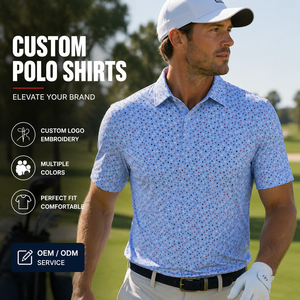 Polos de Golf Personalizados para Hombre, Color Azul Claro, Diseño de Microestrellas, Manga Corta, Marca Privada, Fabricante OEM ODM - Product Image 1