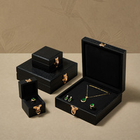Boîte à bijoux Fanxi de luxe en cuir véritable noir, motif crocodile, doublure en velours pour bague, collier, montre, emballage cadeau
