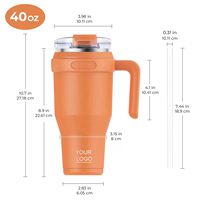 Mug isotherme en acier inoxydable orange, anti-fuite, 40 oz, à double paroi, avec logo personnalisé, OEM ODM, nouvelle arrivée, fabrication de gobelets de haute qualité