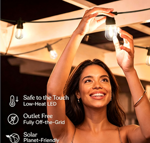 Guirlande solaire de 48 pieds avec 15 ampoules vintage S14, éclairage de vacances, lumières solaires extérieures étanches, lumières décoratives solaires pour jardin - Product Image 4