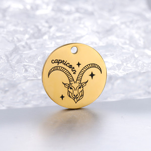 Segni fai da te per collana braccialetto che fanno ciondoli in acciaio inossidabile 12 ciondolo zodiaco placcato oro 18 carati zodiaco per la creazione di gioielli - Product Image 5