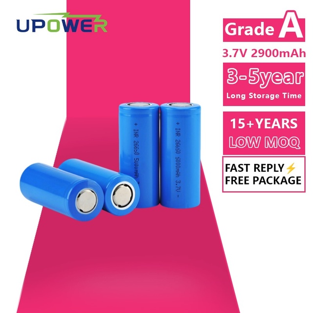 ULi New Brand 3.7V 5000mAh ICR26650 Rechargeable Li-Ion 26650 Deep Cycle Cylindrical Battery for CE Certified Lithium Ion