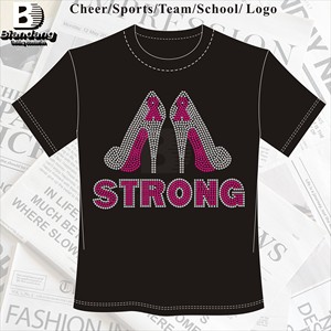 La migliore vendita di nastro rosa con Strass Transfer Design personalizzato con ali Bling borchie Strass con Strass trasferimento di diamanti per maglietta - Product Image 4