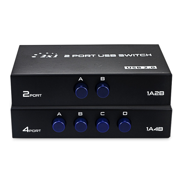 4-Port USB Printer Sharing Switch Box 4x1 USB 2.0 Manual Selector Hub Printers Scanners Plug Play Multi-PC Peripheral Switcher