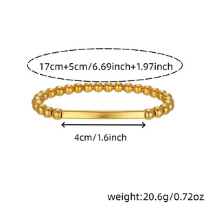 Stainless Steel <b>Beaded</b> <b>Bracelet</b> Geometric Design <b>Gold</b> Silver Color Women's Fashion Jewelry Anniversary Gift Lightweight Luxury - Product Image 4