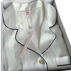 Korean Styles Luxury Mulberry Silk Pajamas Gift Box Long Sleeve Women Nature Silk Print Night Sleepwear