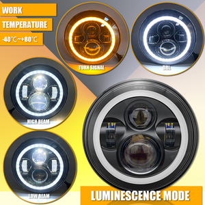 <span class=keywords><strong>Phare</strong></span> rond <span class=keywords><strong>LED</strong></span> pour motos, DRL, avec yeux d'ange blancs en Halo, H4, 7 pouces, 2 pièces - Product Image 2