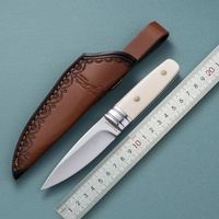 Couteau de chasse à lame en acier inoxydable de haute qualité, couteau tactique personnalisé pour le camping en plein air, lame fixe avec étui en cuir