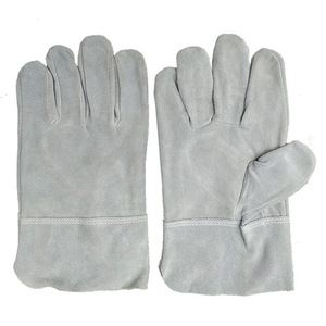 Two Layer Cowhide Welding <b>Gloves</b> Heat Insulating High Temperature Resistant Short Leather For Welding Industry TIG Electric Gas - Product Image 3