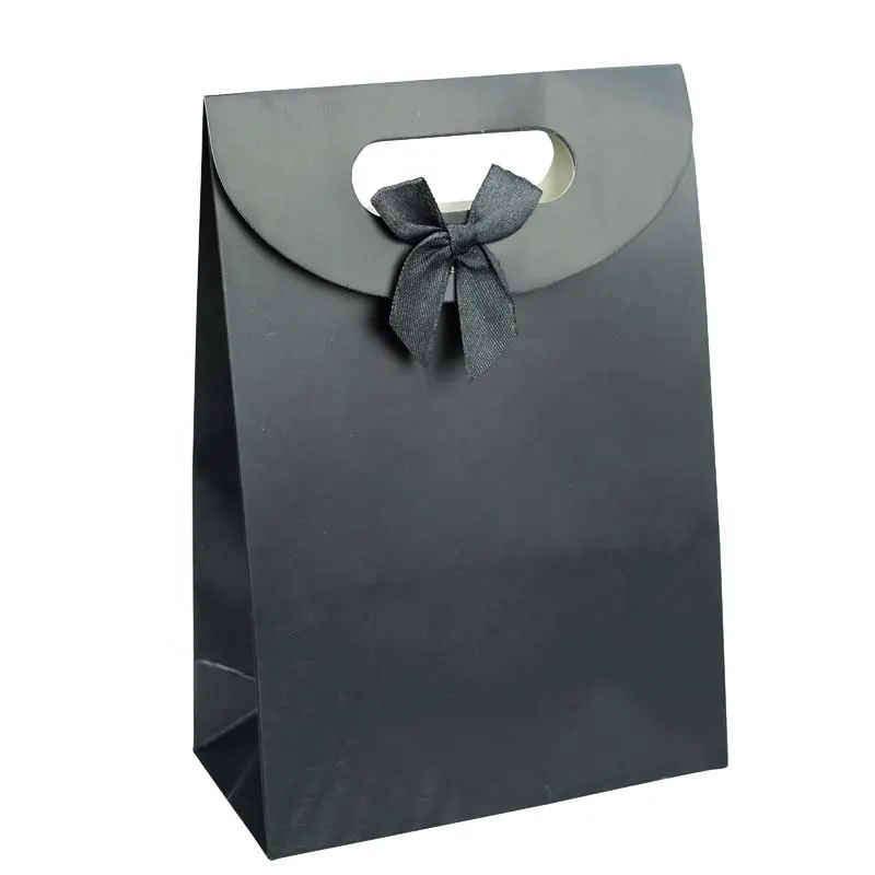 Manufacturers wholesale Custom Luxury Recycled Black Printed Gift Packaging bags cardboard bags cardboard rose bag