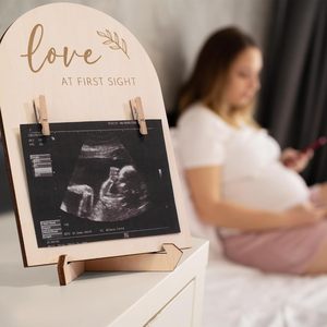 Cadre photo ultrasonique en bois double face vertical, idéal pour annoncer la grossesse ou la naissance d'un bébé, ornement décoratif - Product Image 2