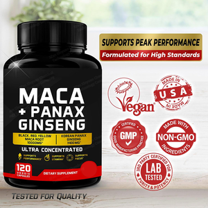 OEM Biologische Maca Wortel Extract Capsules Zwart Rood Geel Volwassen Kruidensupplement Energiebeheersing Antioxidanten Voordelen 120 - Product Image 3