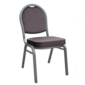 Meubles de banquet d'occasion modernes empilables en tissu gris, métal, acier, tube, chaise de banquet à dossier rond bon marché pour hôtel - Product Image 1