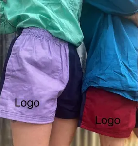 Vendita calda colori personalizzati 100% cotone saia pantaloncini da Rugby loghi da ricamo Unisex Rugby Footy Shorts con tasche